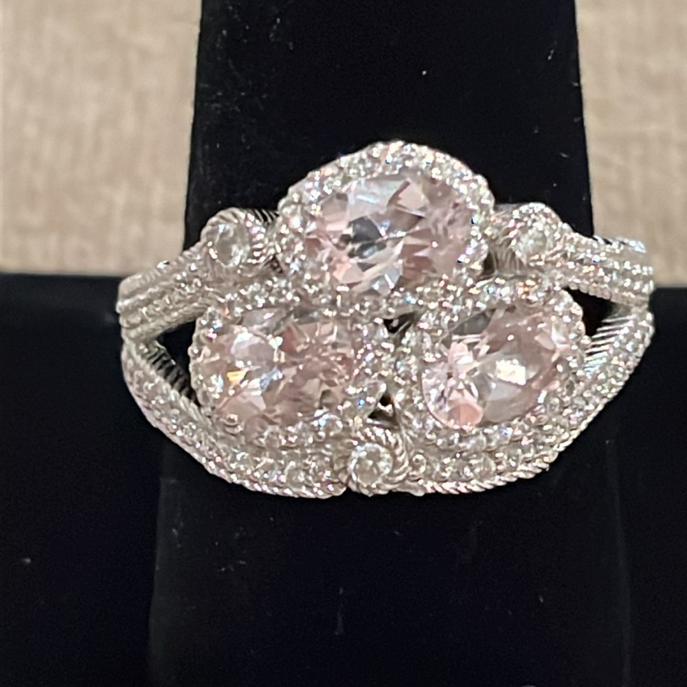 Judith Ripka Sterling Silver CZ Sparkling Ring Size 10 - Picture 2 of 13